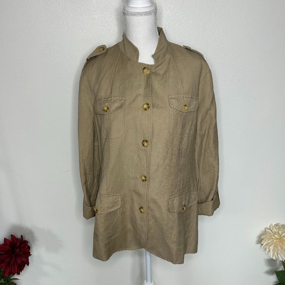 Coldwater Creek Tan Linen Blend Utility Jacket